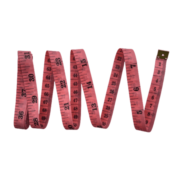 Centimetru de croitorie clasic lungime 150cm din polietilena imprimare fata dubla in centimetri si inch roz