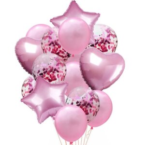 Set 14 Baloane Aniversare 45 cm roz 2