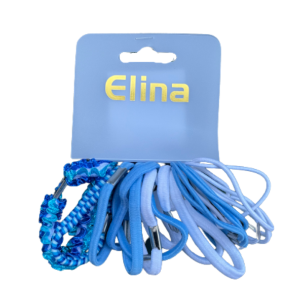 Set 20 elastice de par Elina Med colorate marimi diferite alb albastru