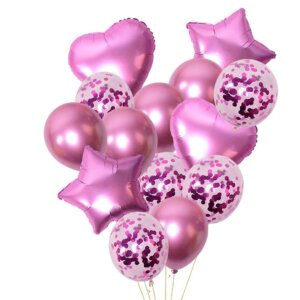 Set 14 Baloane Aniversare 45 cm roz