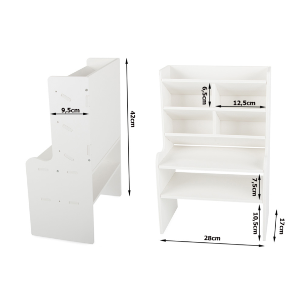 Organizator pentru birou Bootic model Mini Biblioteca 42 x 28 x 17cm alb 6
