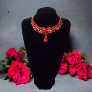Colier de seara metalic cu cristale Monalisa Red 107 1
