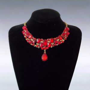Colier de seara metalic cu cristale Monalisa Red 107a 1