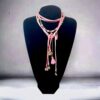 Colier din piele tip choker Marocan Pink