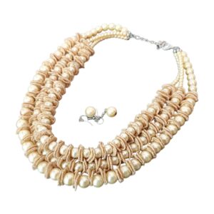 Set colier si cercei Pearl cream